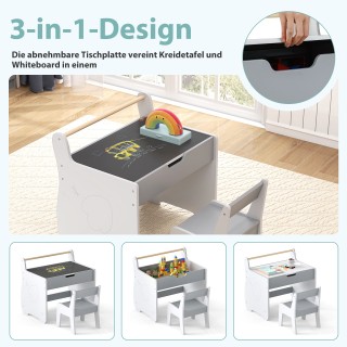 Costway  Παιδικό Σετ Έπιπλων 3 σε 1: Τραπέζι & Καρέκλα με Αναστρέψι...