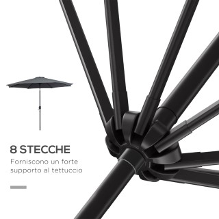 Outsunny Garden Parasol Φ300cm Ανακλινόμενη με μεταλλική μανιβέλα κ... Outsunny Garden Parasol Φ300cm Ανακλινόμενη με μεταλλική μανιβέλα κ...