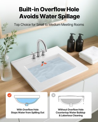 VEVOR Ορθογώνιος Λευκός Κεραμικός Νιπτήρας με Υπερχείλιση για Μικρό... VEVOR Ορθογώνιος Λευκός Κεραμικός Νιπτήρας με Υπερχείλιση για Μικρό...