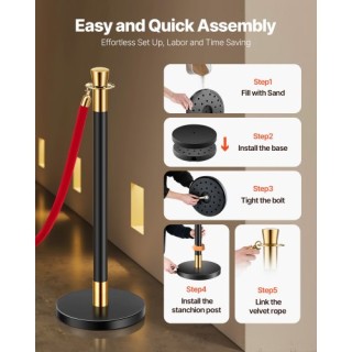 VEVOR 6 Στύλοι με 4 Κόκκινα Βελούδινα Σχοινιά & Βάση με Άμμο GTGLZD... VEVOR 6 Στύλοι με 4 Κόκκινα Βελούδινα Σχοινιά & Βάση με Άμμο GTGLZD...