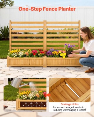 VEVOR Ξύλινος Φράχτης Ιδιωτικότητας, 914 x 1143 mm, Μεταλλικές Πασσ...