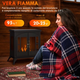 HOMCOM Τζάκι Βιοαιθανόλης από Ανοξείδωτο Ατσάλι με Καυστήρα 0.9L γι...