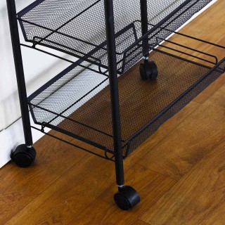 BAKAJI Πολυλειτουργικό Τροχήλατο Καρότσι Αποθήκευσης 4 Ραφιών Μαύρη...