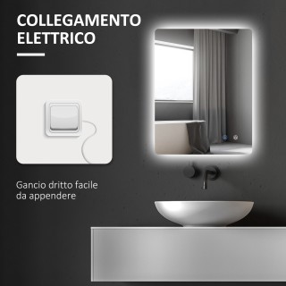 Kleankin Καθρέφτης Μπάνιου με Ρυθμιζόμενα Φώτα LED, Διακόπτες Αφής ...