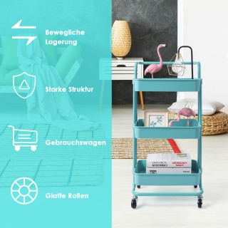 Costway Πολυλειτουργικό Τρόλεϊ Αποθήκευσης 3 Επιπέδων σε Τιρκουάζ Χ... Costway Πολυλειτουργικό Τρόλεϊ Αποθήκευσης 3 Επιπέδων σε Τιρκουάζ Χ...