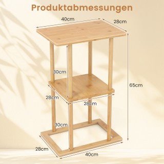 Costway Σετ 2 ορθογώνια βοηθητικά τραπεζάκια από μπαμπού με ράφια α...