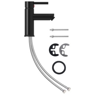 vidaXL Μαύρη Βρύση Νιπτήρα από Ορείχαλκο & Ψευδάργυρο με Εύκαμπτο Σ...