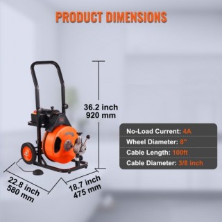 Ηλεκτρικό Μηχάνημα Καθαρισμού Αποχέτευσης VEVOR 30m x 1,3cm με Αυτό... Ηλεκτρικό Μηχάνημα Καθαρισμού Αποχέτευσης VEVOR 30m x 1,3cm με Αυτό...