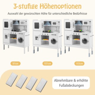 Costway Ξύλινη Παιδική Κουζίνα με 16 Αξεσουάρ Παιχνιδιού για Παιδιά...