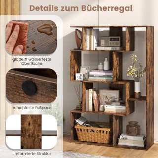 Costway  Μεγάλη Γεωμετρική Βιβλιοθήκη 6 Κυβικών με Αντιστάθμιση Ανα...