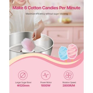 VEVOR Μηχανή Μαλλί της Γριάς 1000W για Πάρτι Κόκκινη TSDRMHTJHSWGU5...