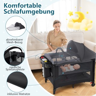 Costway Πολυλειτουργικό Βρεφικό Κρεβατάκι με Στρώμα, Αλλαξιέρα, Κου... Costway Πολυλειτουργικό Βρεφικό Κρεβατάκι με Στρώμα, Αλλαξιέρα, Κου...
