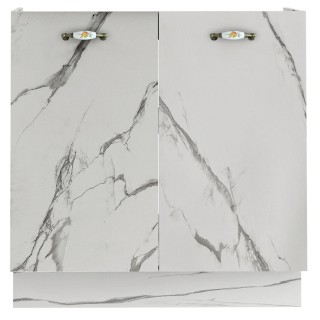 Shally Dogan Λευκό Ντουλάπι Κουζίνας με Μαρμαροειδή Όψη 80x50x85 εκ...