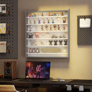 HOMCOM Ράφι Αποθήκευσης με 5 Ρυθμιζόμενα Ξύλινα Ράφια και Γυάλινες ...