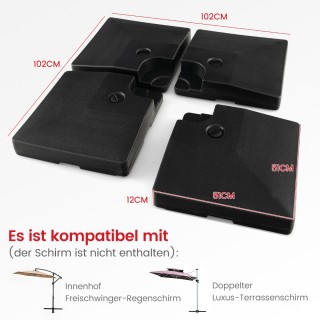 Costway Βάση Ομπρέλας Γεμιζόμενη 80 Λίτρων / 108 κιλών (4 Πλάκες, 5...