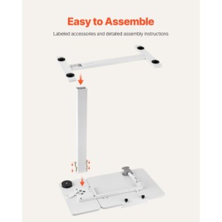 VEVOR Τραπέζι Κρεβατιού με Ρόδες και Θήκη Ποτηριού Λευκό CSZGXDZZCS...