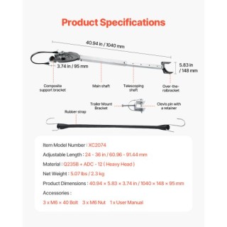 VEVOR Ρυθμιζόμενος Προστατευτικός Στήριγμα Πρύμνης 24-36 ιντσών για... VEVOR Ρυθμιζόμενος Προστατευτικός Στήριγμα Πρύμνης 24-36 ιντσών για...