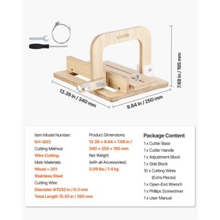 VEVOR Ρυθμιζόμενος Ξύλινος Κόπτης Σαπουνιών & Κεριών, 0-2 εκ. Ρυθμι...