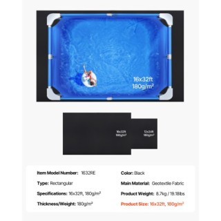 VEVOR Ανθεκτικό Υπόστρωμα για Ορθογώνιες Πισίνες, 16 x 32 ft, Παχύ ... VEVOR Ανθεκτικό Υπόστρωμα για Ορθογώνιες Πισίνες, 16 x 32 ft, Παχύ ...