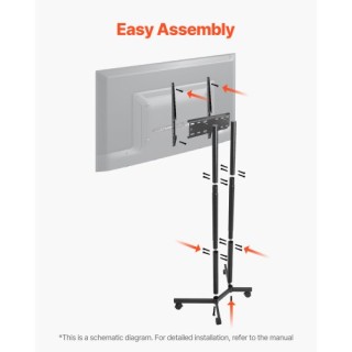 VEVOR Κινητό Τρόλεϊ Τηλεόρασης για Οθόνες 32-65 ιντσών έως 40 κιλά ...