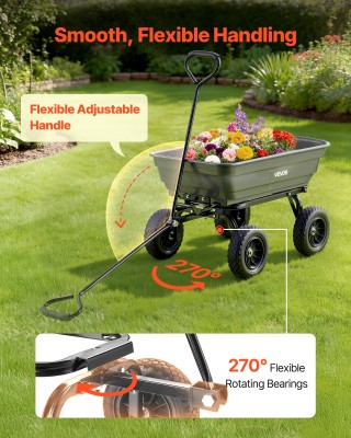 VEVOR Καρότσι Κήπου Απορριμμάτων, Πολυεστερικό με Χωρητικότητα 272 ...