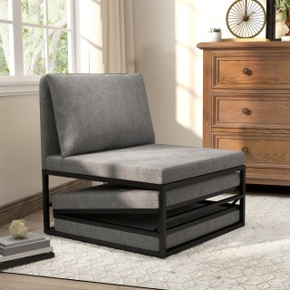 HOMCOM Πολυθρόνα-Κρεβάτι με Κάλυμμα, 66x70x74 εκ., Γκρι 83B-157V00GY