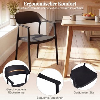 Costway Στοιβαζόμενες πλαστικές καρέκλες τραπεζαρίας και κουζίνας έ... Costway Στοιβαζόμενες πλαστικές καρέκλες τραπεζαρίας και κουζίνας έ...