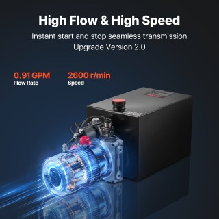 VEVOR Υδραυλική Μονάδα 15L, Αντλία Μονοδραστηρικής Ανατρεπόμενης Ρυ...