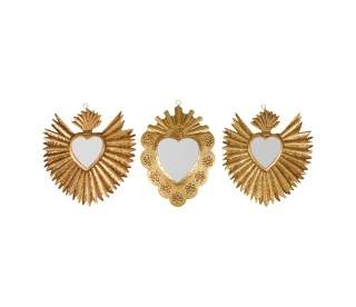 Σετ 3 Καθρεφτών Μεταλλικών Exvoto σε Χρυσό, Ασημί και Χαλκό - 20 x ...
