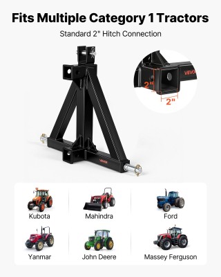 VEVOR Ρυμουλκούμενος προσαρμογέας 3 σημείων με υποδοχή 50,8 mm για ...