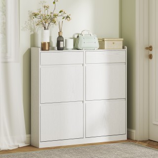 HOMCOM Λευκή Ξύλινη Σκαρπιέρα 98x19.2x95.3 cm με 4 Ριμπάτα και 2 Συ... HOMCOM Λευκή Ξύλινη Σκαρπιέρα 98x19.2x95.3 cm με 4 Ριμπάτα και 2 Συ...