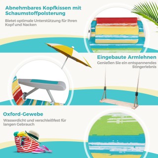 Costway Σετ 2 Αναδιπλούμενες Καρέκλες Παραλίας με Ρυθμιζόμενη Πλάτη...