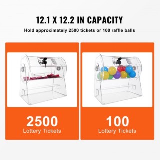 Τύμπανο Κλήρωσης VEVOR, Χωρητικότητα 2500 Εισιτήρια ή 100 Μπάλες, Δ...