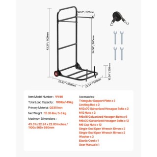 VEVOR Καρότσι Μεταφοράς Καρεκλών για 10 Καρέκλες ZYTCYCHS12GSLQDDLV0