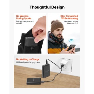 VEVOR Επαναφορτιζόμενες Θερμαινόμενες Κάλτσες με APP, XL Μέγεθος JR...