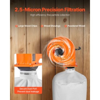 VEVOR Συλλέκτης Σκόνης Τοίχου 1 HP, 560 CFM με Σακούλα 2.5 Μικρόν γ... VEVOR Συλλέκτης Σκόνης Τοίχου 1 HP, 560 CFM με Σακούλα 2.5 Μικρόν γ...