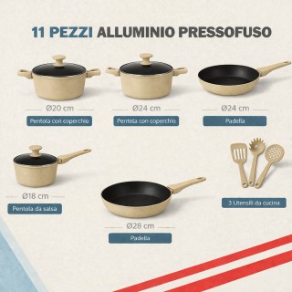 BAKAJI Σετ Κατσαρολών Serena Tortora 11 Τεμαχίων από Χυτό Αλουμίνιο...