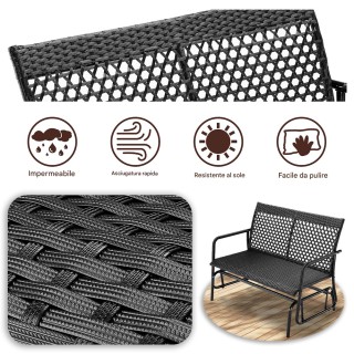 Διθέσια Κούνια Πάγκου από Ρατάν 119 x 79 x 87cm Μαύρο 02842389 BAKAJI Διθέσια Κούνια Πάγκου από Ρατάν 119 x 79 x 87cm Μαύρο 02842389 BAKAJI