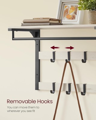 VASAGLE Ράφι Τοίχου 65x30x30cm με Αφαιρούμενους Γάντζους και Κρεμασ...