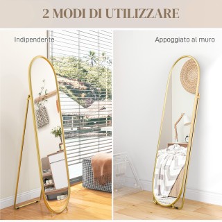 HOMCOM Οβάλ Κατακόρυφος Καθρέφτης Δαπέδου με Στήριγμα από Γυαλί και...