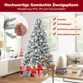 Costway Υπέροχο Τεχνητό Χριστουγεννιάτικο Δέντρο 210 cm με Χιόνι κα...