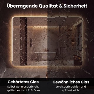 Costway Καθρέφτης Μπάνιου LED με 3-Χρωματιστά Φώτα & Αντιθαμβωτική ...