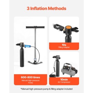 VEVOR Φορητή Φιάλη Κατάδυσης 0.5L με Αντλία για Βάθος 30m QSYQP05L2...