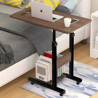 BAKAJI Ρυθμιζόμενο Τραπέζι Γραφείου Υπολογιστή με Ρόδες Καρυδιάς 02...