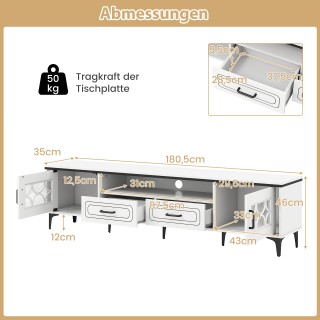 Costway Λευκός Μπαμπού Tv-Σκελετός με 2 Συρτάρια & 2 Πόρτες για Τηλ... Costway Λευκός Μπαμπού Tv-Σκελετός με 2 Συρτάρια & 2 Πόρτες για Τηλ...