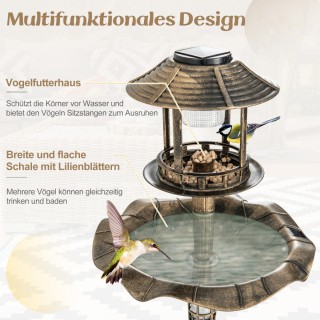 Costway Διακοσμητική Ποτίστρα Πουλιών με Ηλιακό Φωτισμό και Γλάστρα...