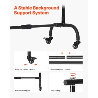 VEVOR Φορητό Σταντ Φόντου 7 x 10 ft για Πάρτι & Φωτογραφικό Στούντι...