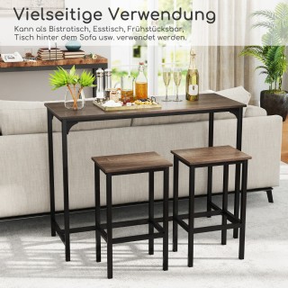 Costway Σετ Ψηλού Τραπεζιού 3 Τεμαχίων με Ρουστίκ Βιομηχανικό Στυλ ...