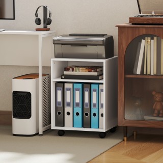 HOMCOM Κινητό Βάθρο Εκτυπωτή με Ρόδες και 2 Ανοιχτά Ράφια από Ξύλο,...