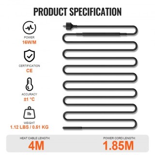 VEVOR Αυτορυθμιζόμενο Καλώδιο Θέρμανσης Σωλήνων 4μ 16W/m για Σωλήν... VEVOR Αυτορυθμιζόμενο Καλώδιο Θέρμανσης Σωλήνων 4μ 16W/m για Σωλήν...